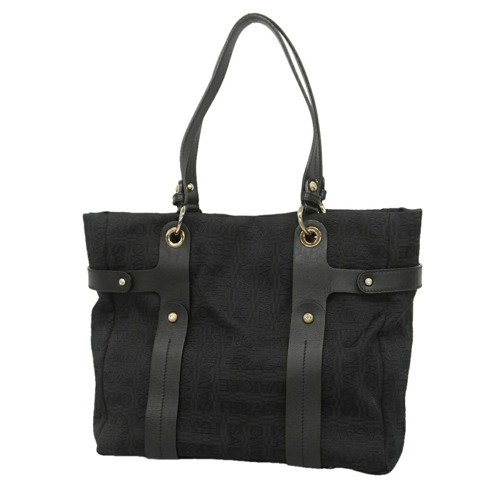 Salvatore Ferragamo canvas tote bag, black, for women.